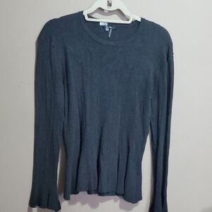Vila Milano Gray Ribbed Long Sleeve Top Size Xl